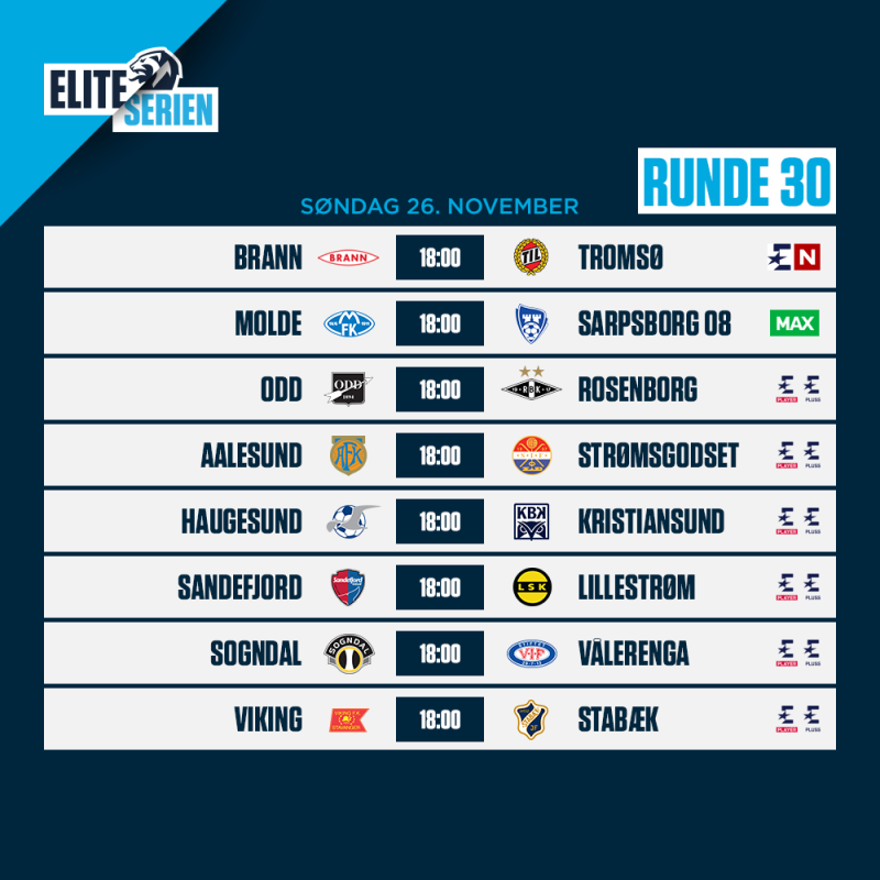 Klart For Runde 30 / Eliteserien